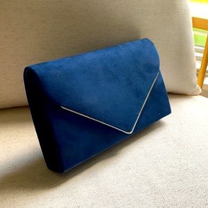 Blue velvet clutch.